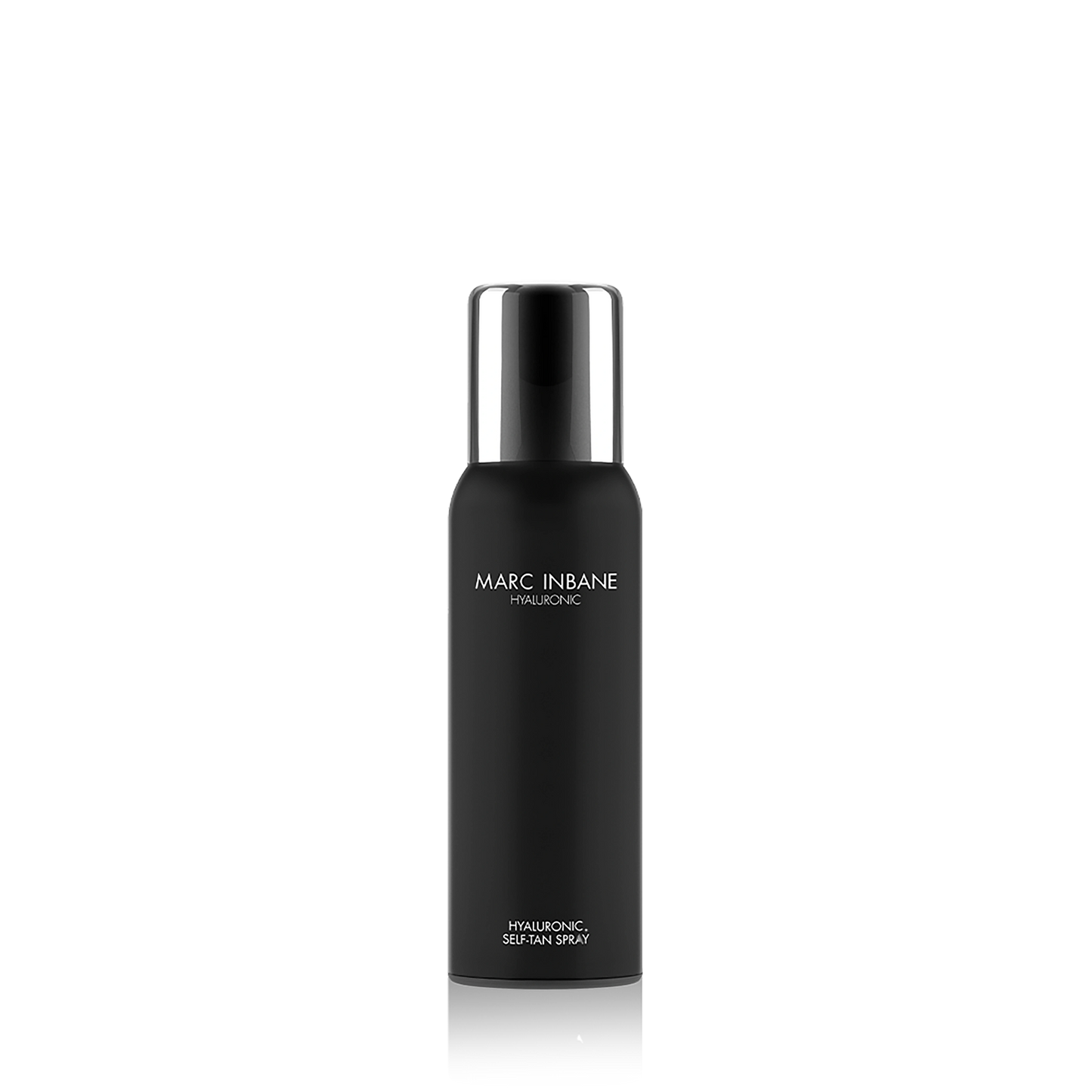 Marc Inbane Hyaluronic Self-Tan Spray – elegant svart flaska med silverkork.