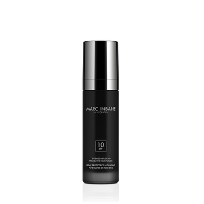 Marc Inbane La Hydratan SPF 10 återfuktande dagkräm i elegant svart flaska med silverdetalj.