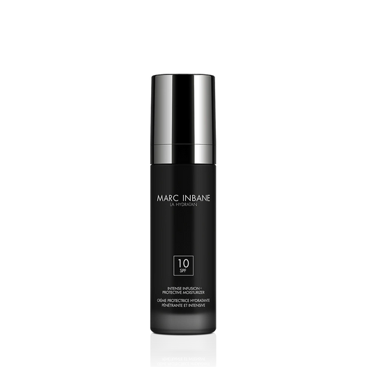 Marc Inbane La Hydratan SPF 10 återfuktande dagkräm i elegant svart flaska med silverdetalj.