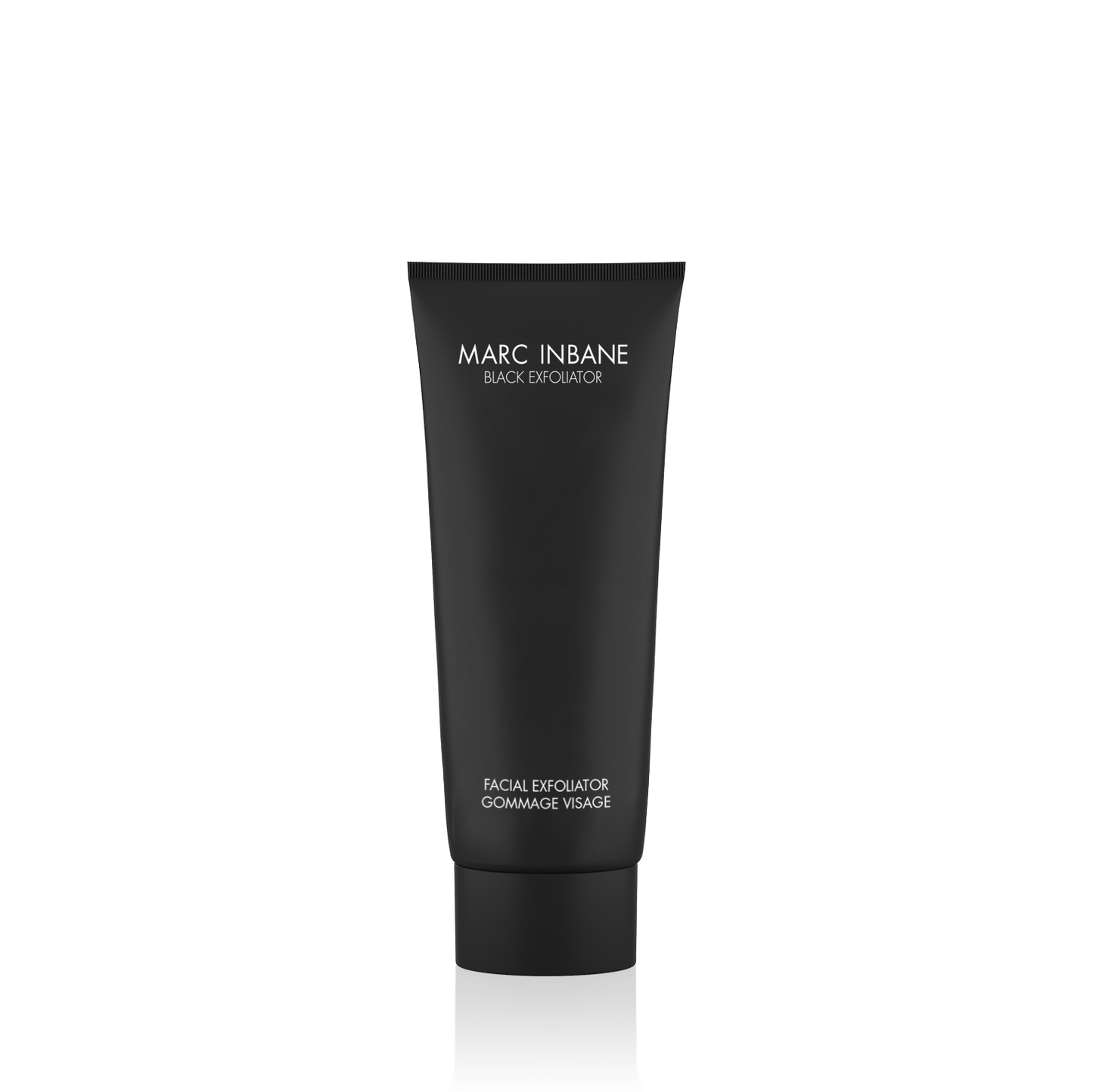 Marc Inbane Prov Black Exfoliatior i svart tub för ansiktsskrubb som förbereder huden inför self tanning och ger en jämnare applicering.