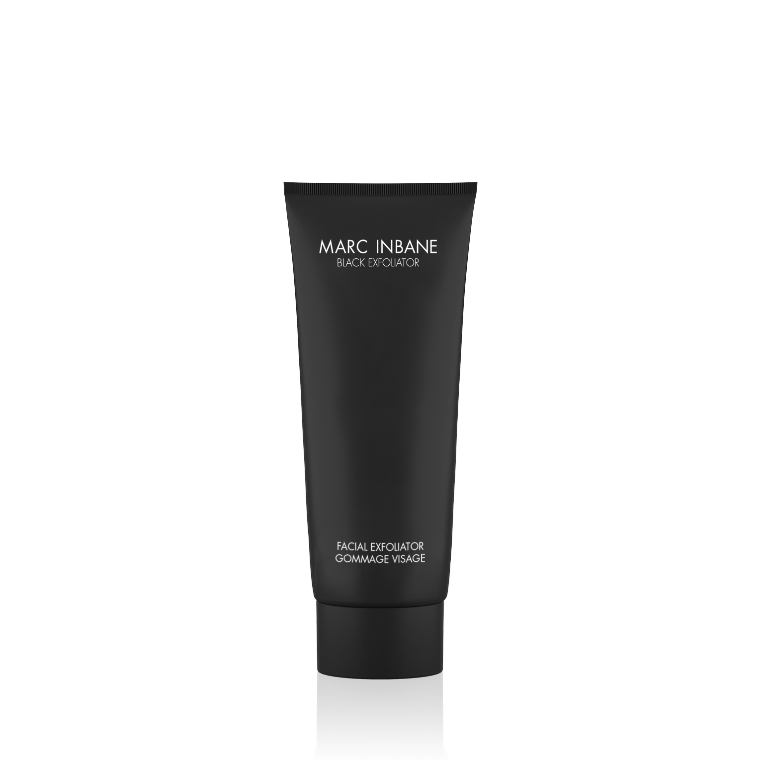 Marc Inbane Prov Black Exfoliatior i svart tub för ansiktsskrubb som förbereder huden inför self tanning och ger en jämnare applicering.