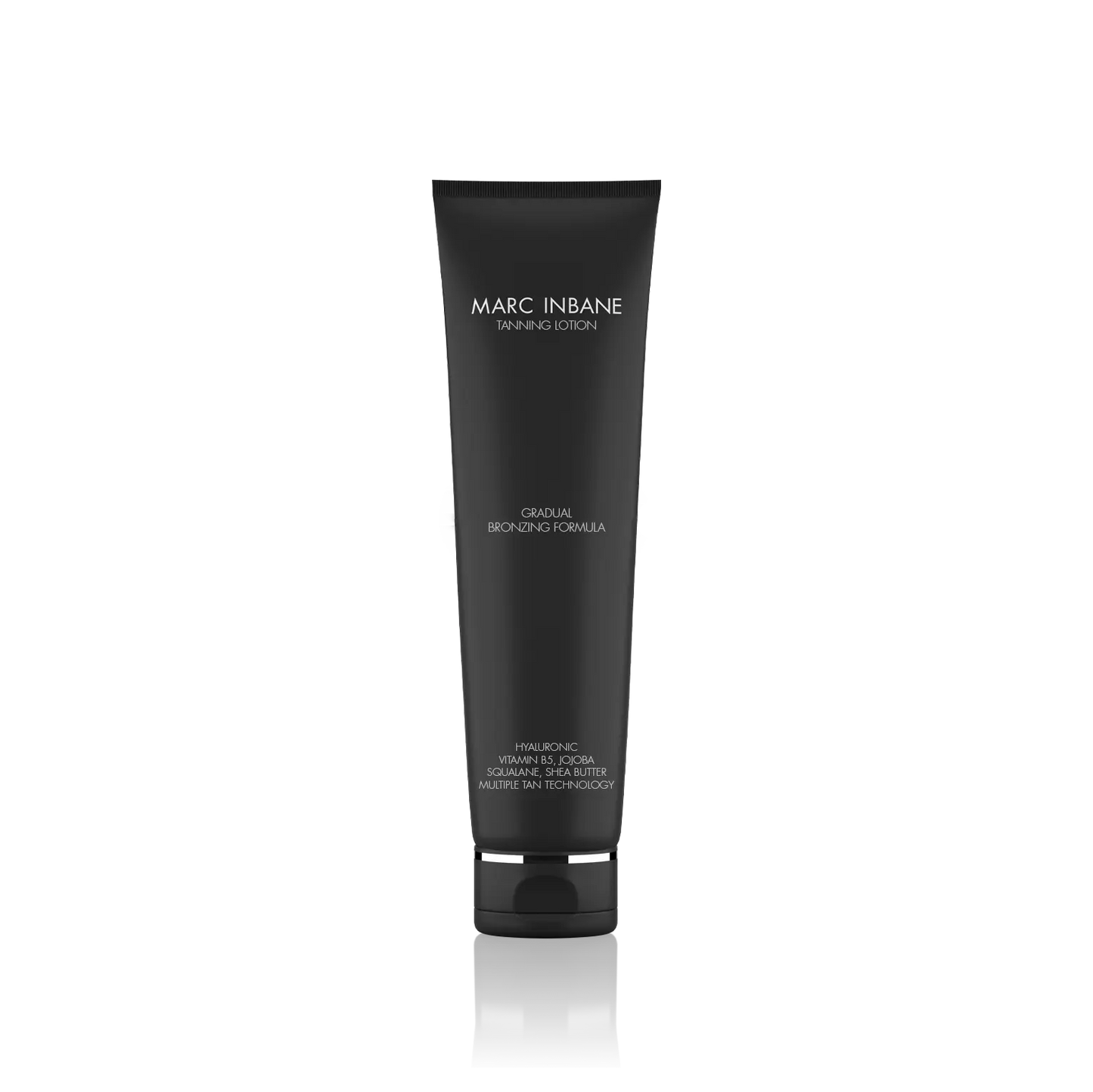 Produktbild på Marc Inbane Gradual Tanning Lotion i svart tub med vit text.