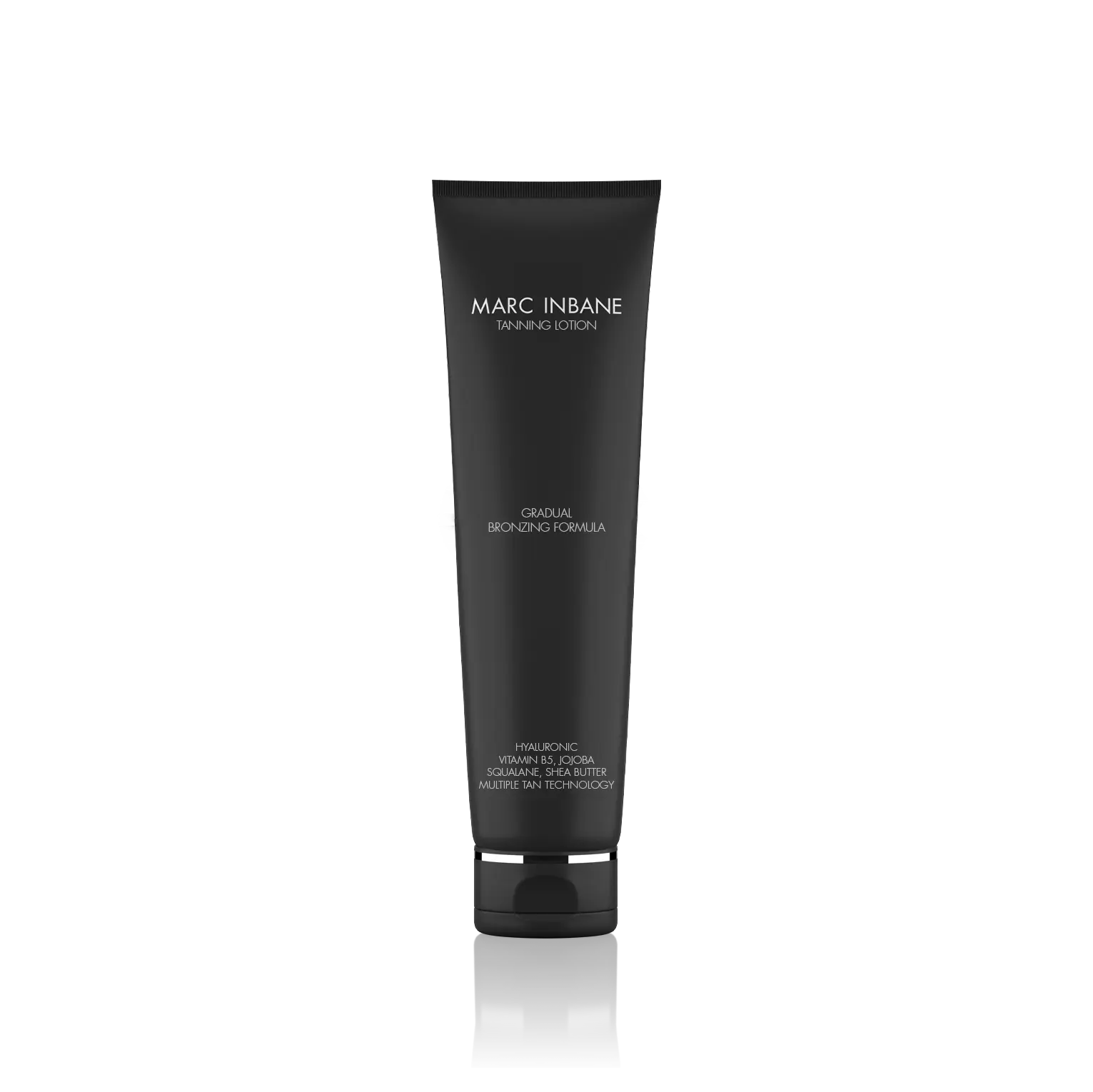 Produktbild på Marc Inbane Gradual Tanning Lotion i svart tub med vit text.
