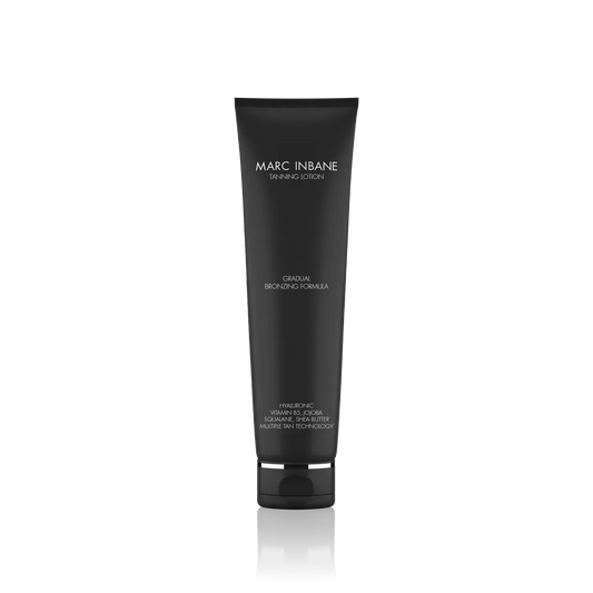 Produktbild på Marc Inbane Gradual Tanning Lotion i svart tub med vit text.